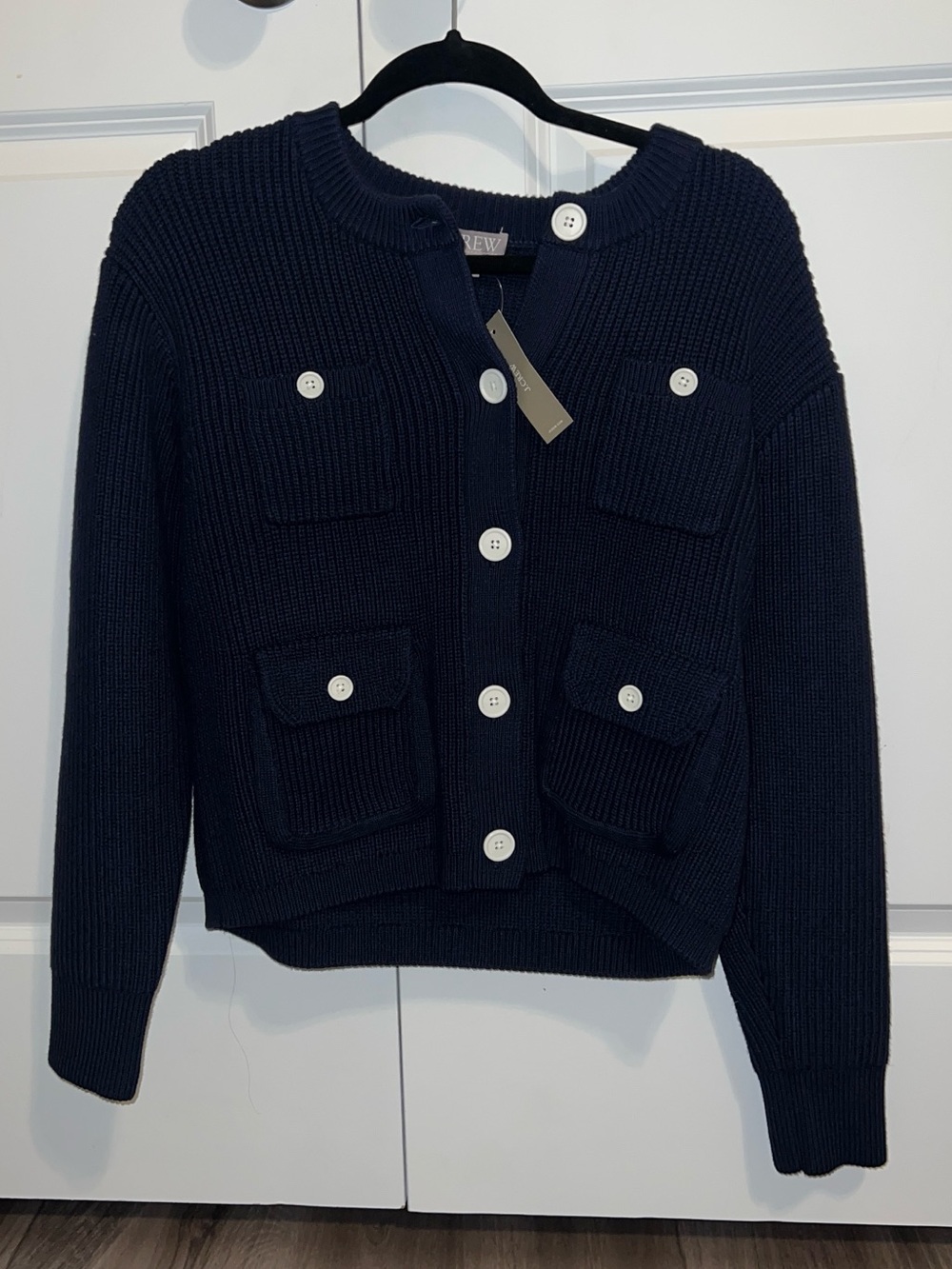 J. Crew Navy Ribbed Button Cardigan